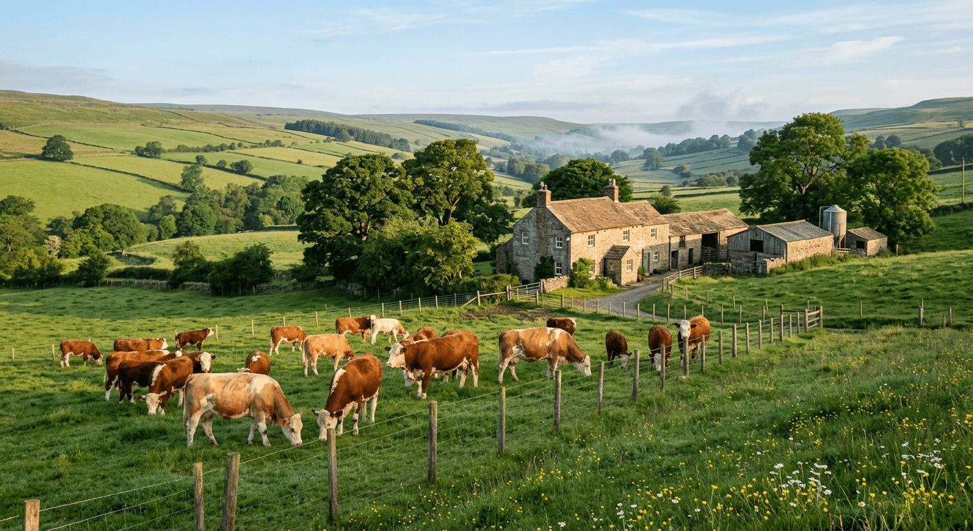 Piccolo allevamento bovino europeo a conduzione familiare